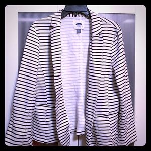Black and White Striped Blazer